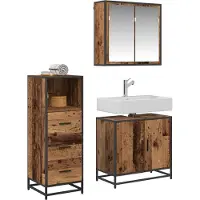 vidaXL Badezimmermöbel-Set 3 stk. Altholz 65 x 33 x 60 cm