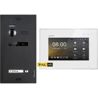 Balter EVO HD Unterputz Schwarz 2-Draht 1x 7" Weiß Video Türsprechanlage Set für 1 Familienhaus