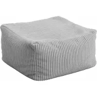 HOME DELUXE - Sitzsack Hocker Cozy - Stoff: Samt Cord, Farbe: Hellgrau - Maße: 44 x 44 x 25 cm, inkl. Füllung I Sitzmöbel Bean Bag Sitzsäcke