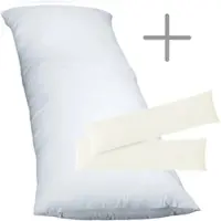 EXKLUSIV HEIMTEXTIL 1 x Füllkissen 40x80 cm + Jersey Kissenbezug 2er Set 40 x 80 cm Natur