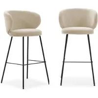 CALICOSY 2er-Set Barhocker RUSH in Beige - (W) 56 x (H) 65 x (L) 53 cm | Gr.: onesize