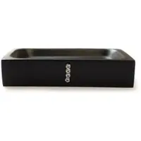 Bagnoxx Seifenschale mit Dekosteinen 11,2 x 7,5 x 2,3cm Schwarz