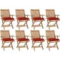 vidaXL Klappbare Gartenstühle mit Kissen 8 Stk. Massivholz Teak