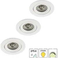 Lybardo 3er-Set LED-Downlights | Einbau | 5 Watt dimmbar | Schwenkbar | 2700K warmweiß | IP54 | Weiß
