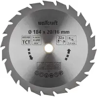 Wolfcraft 1 Kreissägeblatt HM, 22 Zähne ø184mm
