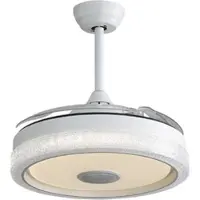 OKWISH Deckenventilator mit LED Beleuchtung 37x107x107 cm Fernbedienung Timer DC Motor RGB Licht 3 Farbtemperaturen Weiß