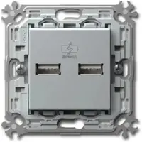 TEM MODUL PLUS 2-Fach USB Ladesteckdose Silber 5V1A