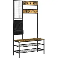 HOMCOM Garderobenständer-100L x 40B x 185H cm-Rustikal-Braun | Gr.: onesize