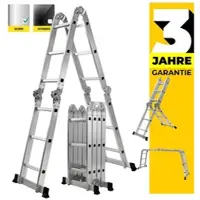 Craftfull Mehrzweckleiter CF-104A, 6in1, Gelenkleiter aus Aluminium, 3,5 -5,8 m, Anti-Rutsch-Profil (3.5 Meter 4x3 Sprossen)