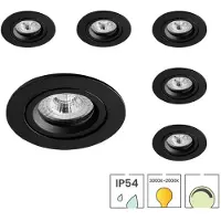 Lybardo 3er-Set LED-Downlights | Einbau | 5 Watt dimmbar | Schwenkbar | Dimmen bis warm | IP54 | Schwarz