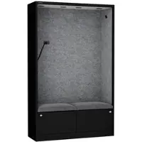 Jan Nowak Akustikkabine mit Schalldämmung SALLY 185x115x40cm Schwarz-Grau Telefonkabine Meetingbox Telefonbox Akustikbox Bürokabine Großraumbüro