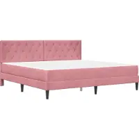 vidaXL Bettgestell mit Matratze mit Kopfteil Rosa 200 x 200 cm Samt
