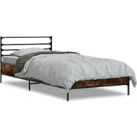 vidaXL Bettgestell Räuchereiche 75x190 cm Holzwerkstoff und Metall