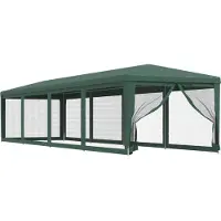 vidaXL Partyzelt mit 12 Mesh-Seitenteilen Grün 8x4 m HDPE