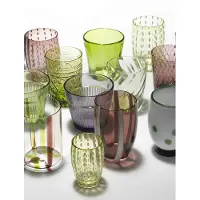 Zafferano 6er-Set zweifarbige Trinkgläser aus der Melting Pot Kollektion aus dekoriertem Glas - Grün und Amethyst - Safran