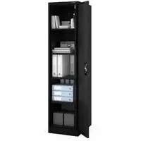 Jan Nowak Aktenschrank Abschließbar ALEX 5 Ebenen Metallschrank Werkstatt Büroschrank Werkzeugschrank 185x45x60cm Schwarz