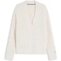 Tommy Hilfiger Strickjacke "MID GG CABLE V-NK LS CARDI" Baumwolle, mit Zopfstrickmuster