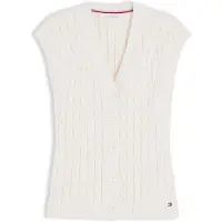 Tommy Hilfiger Strickjacke Mid Gg Cable WW0WW50075 Creme Regular Fit