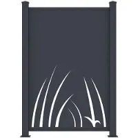 Vente-unique Aufsetzbare Aluminiumzaun mit Laser-cut Pflanzenmotiv - Starter-Kit - H164 x L118 cm - Anthrazit - BRAMENO