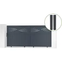 Casanoov Schiebetor Halti 300x140cm Aluminium & 2 Eifel Pfosten 20x20cm H.166cm Grau