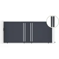 Casanoov Schiebetor Giona 400x180cm Graues Aluminium & 2 Pfosten 20x20cm H.190cm