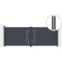 Casanoov Flügeltor Life 350x120cm Aluminium & 2 Eifel Pfosten 15x15cm H.166cm Grau