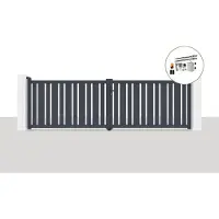 Casanoov Elektrisches Flügeltor Veymont 400x120cm Aluminium Grau & Tanker B250 Motorisierung