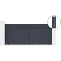 Casanoov Schiebetor Carpatia 400x180cm Graues Aluminium & 2 Pfosten 20x20cm H.190cm