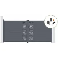Casanoov Flügeltor Elektrisch Arlberg 350x160cm Aluminium Grau & Drehtorantrieb Bunker B500