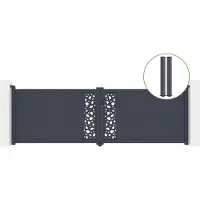 Casanoov Flügeltor Sunny 400x120cm Aluminium & 2 Eifel Pfosten 15x15cm H.166cm Grau