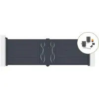 Casanoov Flügeltor Life 400x120cm Aluminium Grau & Bunker B500 Motorisierung