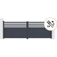 Casanoov Flügeltor Elektrisch Nevis 400x140cm Aluminium Grau & Drehtorantrieb Tanker B700