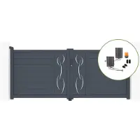 Casanoov Drehtor Life 300x120cm Aluminium Grau & Bunker B500 Motorisierung