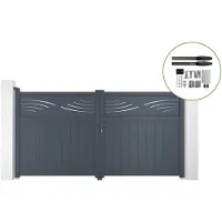 Casanoov Flügeltor Elektrisch Halti 300x160cm Aluminium Grau & Drehtorantrieb Hicker B200