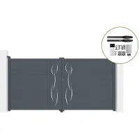 Casanoov Flügeltor Elektrisch Life 350x180cm Aluminium Grau & Drehtorantrieb Hicker B200