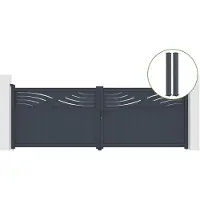 Casanoov Flügeltor Halti 400x140cm Aluminium & 2 Eifel Pfosten 20x20cm H.166cm Grau