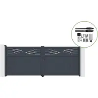 Casanoov Flügeltor Elektrisch Halti 400x160cm Aluminium Grau & Drehtorantrieb Hicker B200