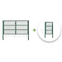 Casanoov Zauntor 2 Flügelig Razo 300x160cm Stahl & Zauntür 100x160cm Grün
