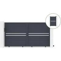 Casanoov Schiebetor Cimone 300x160cm Aluminium & Tor 100x160cm Grau