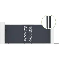 Casanoov Schiebetor Sunny 400x160cm Graues Aluminium & 2 Pfosten 20x20cm H.190cm