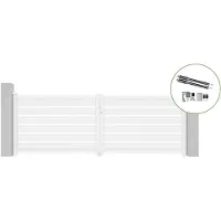 Casanoov Flügeltor Vogel 350x120cm Weißaluminium & Motorisierung Ranger B150