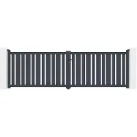 Casanoov Doppelflügeltor Aus Aluminium Veymont 400x120cm Grau