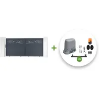 Casanoov Schiebetor Elektrisch Halti 300x140cm Aluminium Grau & Schiebetorantrieb Tanker C600