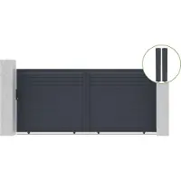 Casanoov Schiebetor Carpatia 350x160cm Graues Aluminium & 2 Pfosten 20x20cm H.190cm
