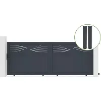 Casanoov Schiebetor Halti 370x140cm Aluminium & 2 Eifel Pfosten 20x20cm H.166cm Grau