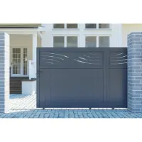 Casanoov Schiebetor Aus Aluminium Halti 370x160cm Grau