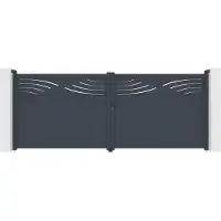 Casanoov Doppelflügeltor Aus Aluminium Halti 400x160cm Grau