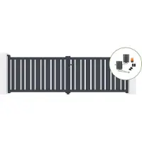 Casanoov Elektrisches Flügeltor Veymont 400x120cm Aluminium Grau & Bunker B500 Motorisierung
