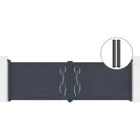 Casanoov Flügeltor Life 400x120cm Aluminium & 2 Eifel Pfosten 15x15cm H.166cm Grau