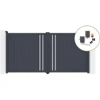 Casanoov Flügeltor Giona 350x180cm Aluminium Grau & Bunker B500 Motorisierung